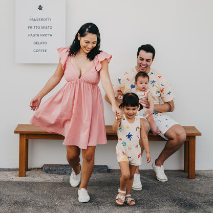 Resort Series - Ladies Flutter Sleeves Baby Doll Dress in Pink by Le Petit Society — image 10