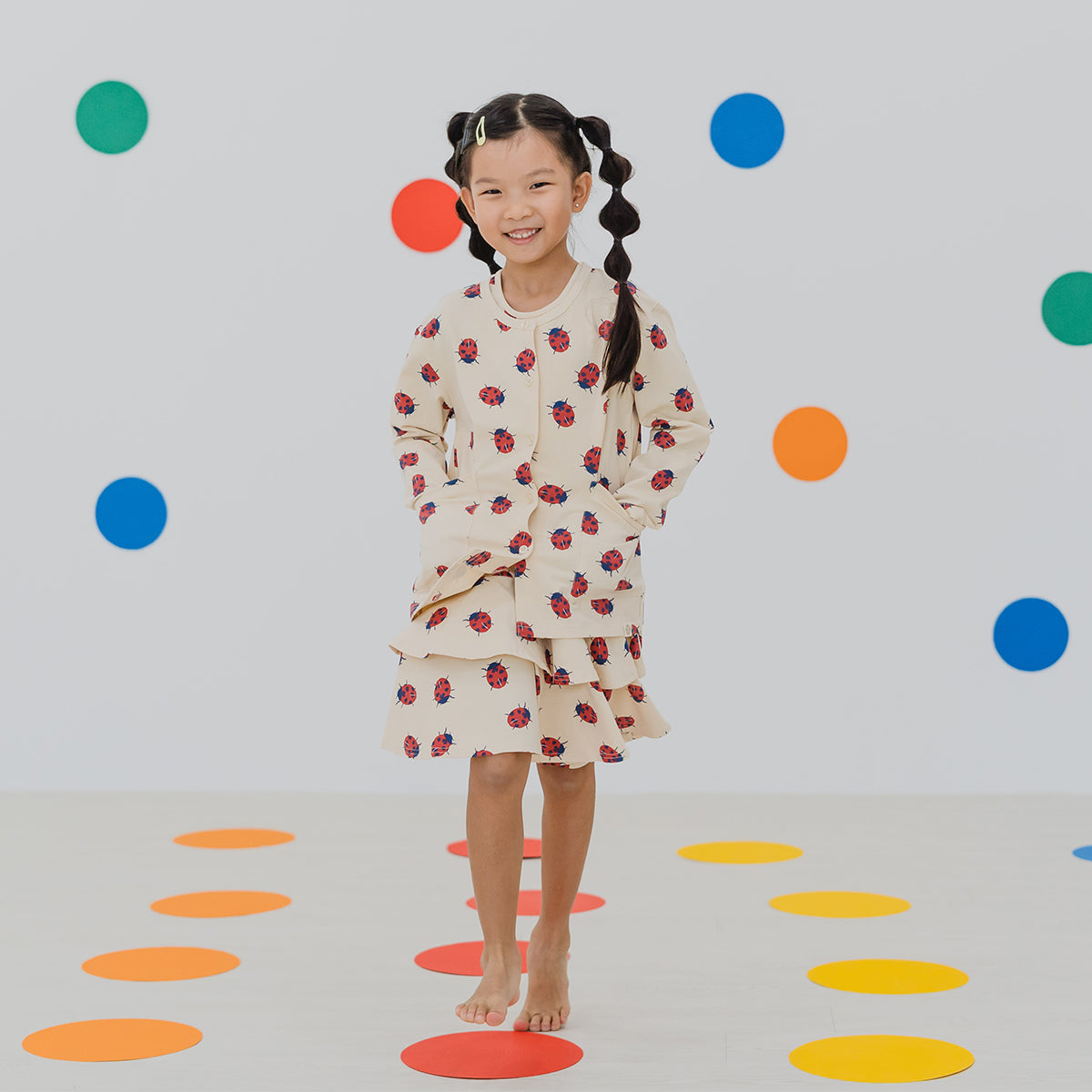 Made For Play - Kids Cardigan in Ladybug Print by Le Petit Society — image 6