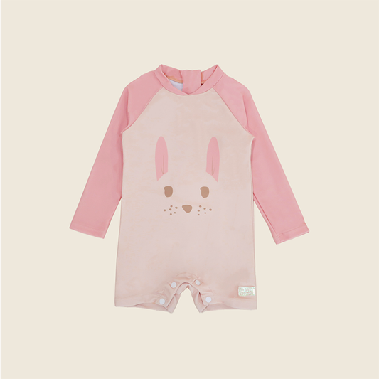 Le Petit Society Baby Bunny Swimsuit Front in Pink
