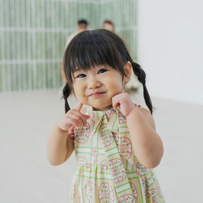Heritage Series - Girls Cheongsam in Beige Peranakan Print by Le Petit Society — image 5