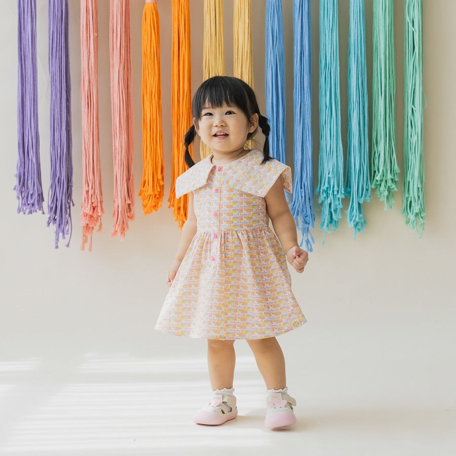 Heritage Series - Girls Vintage Dress in HDB Tweed Print by Le Petit Society