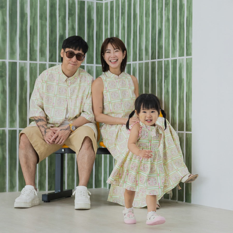 Heritage Series - Girls Cheongsam in Beige Peranakan Print by Le Petit Society — image 3