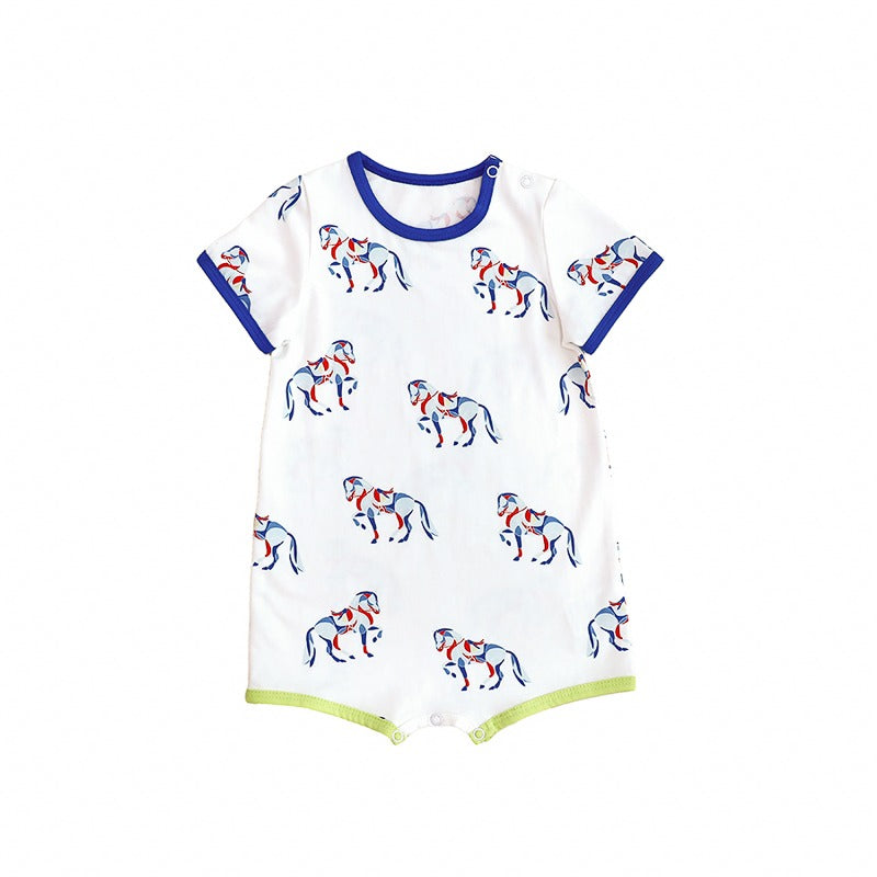 Zodiac Series - Baby Romper in Horse Print by Le Petit Society — image 2