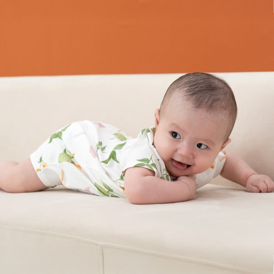 Heritage Series - Baby Romper in Tropical Durian Print by Le Petit Society — image 2