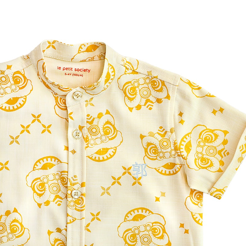 Lion Dance Series - Boys Shirt in Yellow by Le Petit Society — image 6