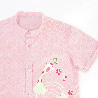 Oriental Series - Men's Shirt in Pink Origami Koi Print (Relaxed Fit) by Le Petit Society — image 5
