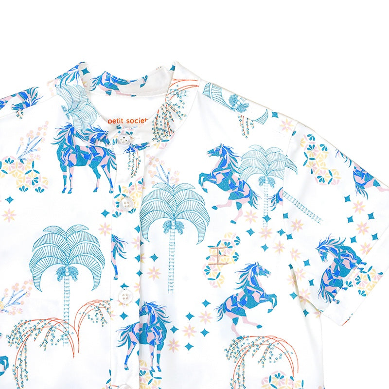 Zodiac Series - Men's Shirt in Teal Carnival Horse Print (Classic Fit) by Le Petit Society — image 8