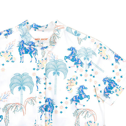 Zodiac Series - Men's Shirt in Teal Carnival Horse Print (Classic Fit) by Le Petit Society — image 8