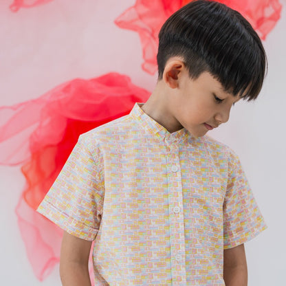 Heritage Series - Boys Shirt in HDB Tweed Print by Le Petit Society — image 2