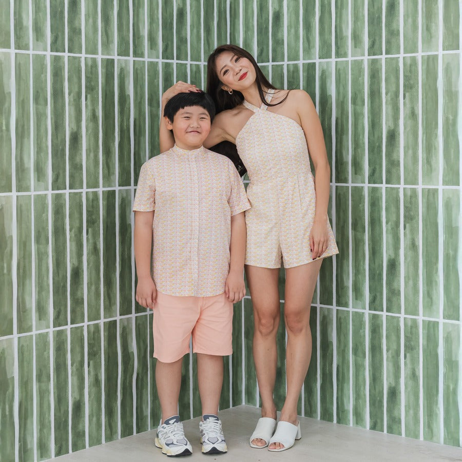 Heritage Series - Boys Shirt in HDB Tweed Print by Le Petit Society