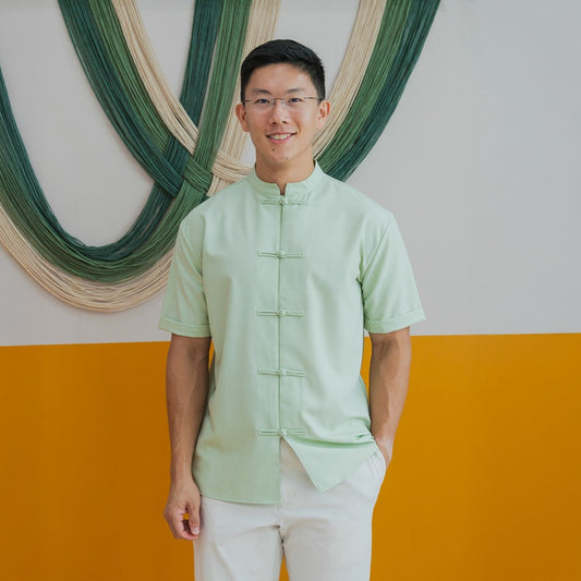 Heritage Series - Men's Mandarin Shirt in Jade (Classic Fit) by Le Petit Society