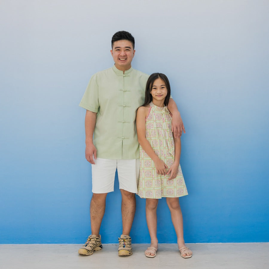 Heritage Series - Girls Cheongsam in Beige Peranakan Print by Le Petit Society — image 7