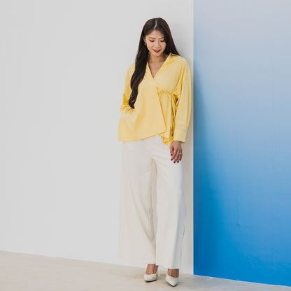 Lion Dance Series - Ladies Wrap Shirt in Yellow by Le Petit Society — image 6