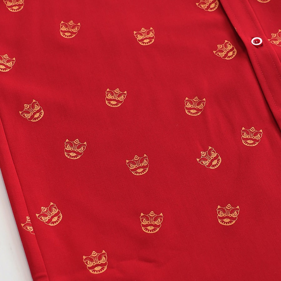Lion Dance Series - Men's Shirt in Gold Lion Print (Classic Fit) by Le Petit Society — image 4