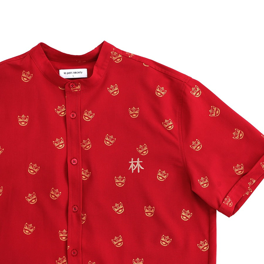 Lion Dance Series - Men's Shirt in Gold Lion Print (Classic Fit) by Le Petit Society — image 5