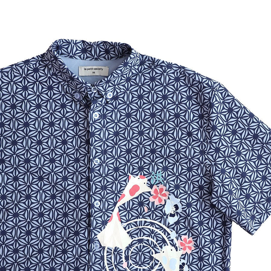 Oriental Series - Men's Shirt in Navy Origami Koi Print (Relaxed Fit) by Le Petit Society — image 7