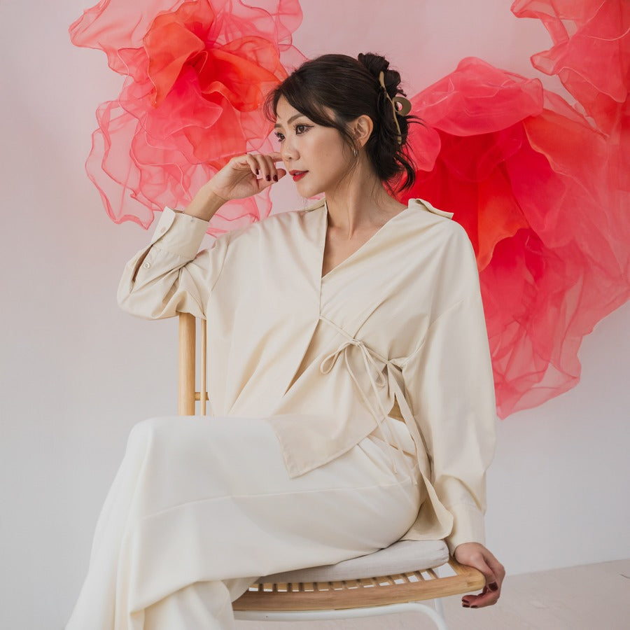 Oriental Series - Ladies Wrap Shirt in Oat by Le Petit Society — image 2