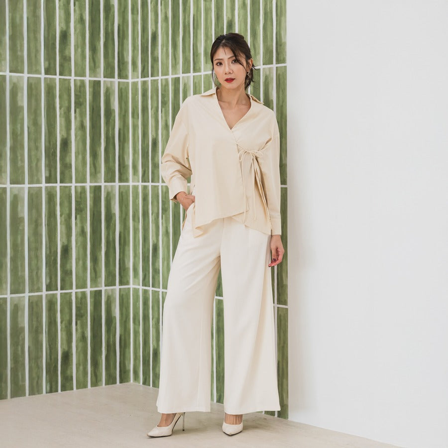 Oriental Series - Ladies Wrap Shirt in Oat by Le Petit Society — image 5