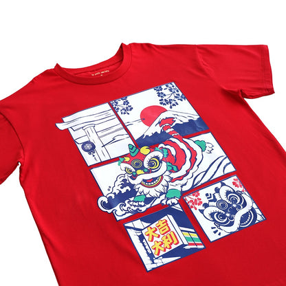 Lion Dance Series - Kids Comic Print Tee in Red by Le Petit Society — image 4