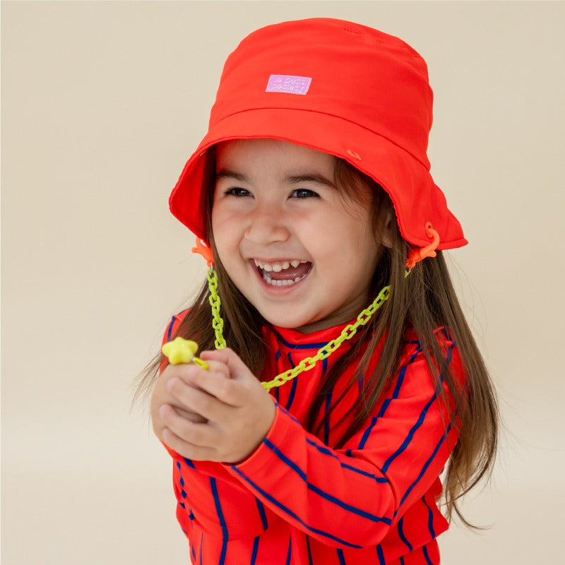 Kids Bucket Hat in Red by Le Petit Society — image 3