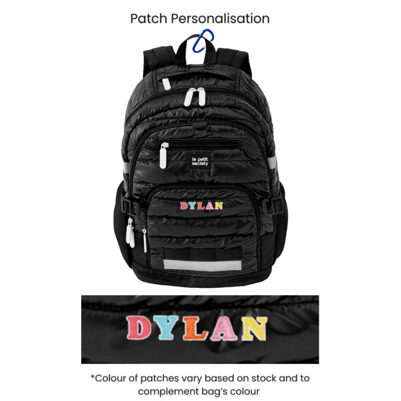Double Pocket Backpack in Black Puffer by Le Petit Society — image 6