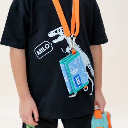 Kids Wallet With Lanyard in Dino by Le Petit Society — image 2