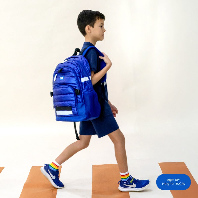 Double Pocket Backpack in Navy Puffer by Le Petit Society — image 2