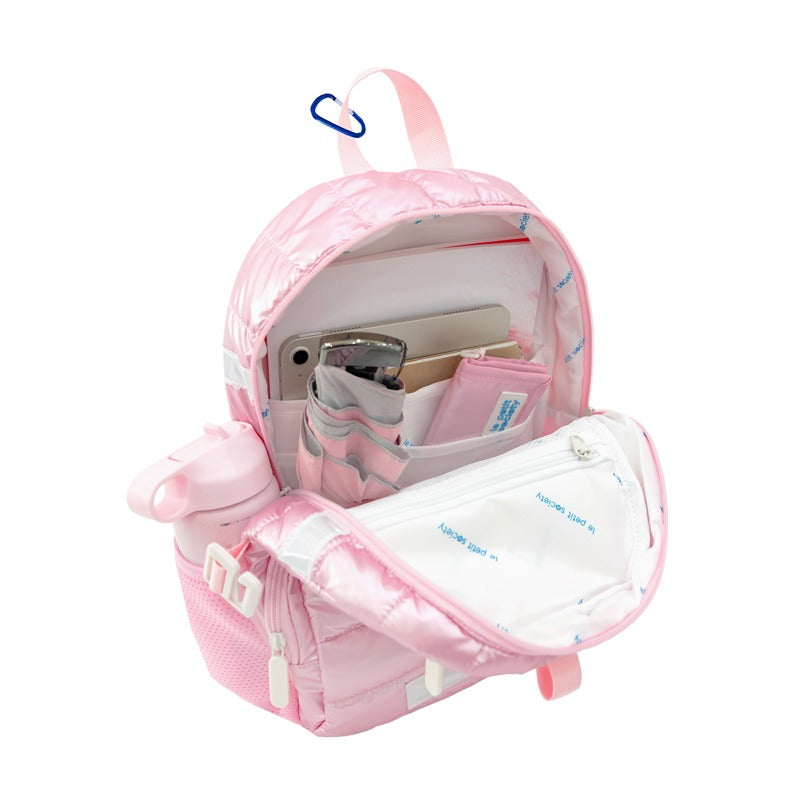 Mini Backpack and Lunch Bag Bundle in Pink Puffer by Le Petit Society — image 7