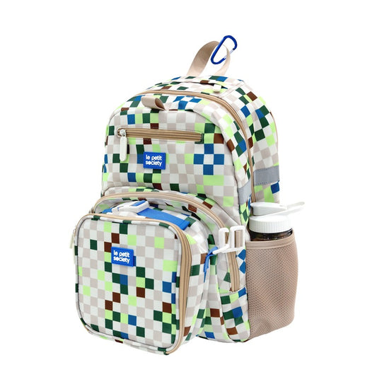 Single Pocket Backpack and Lunch Bag Bundle in Arcade Sand by Le Petit Society