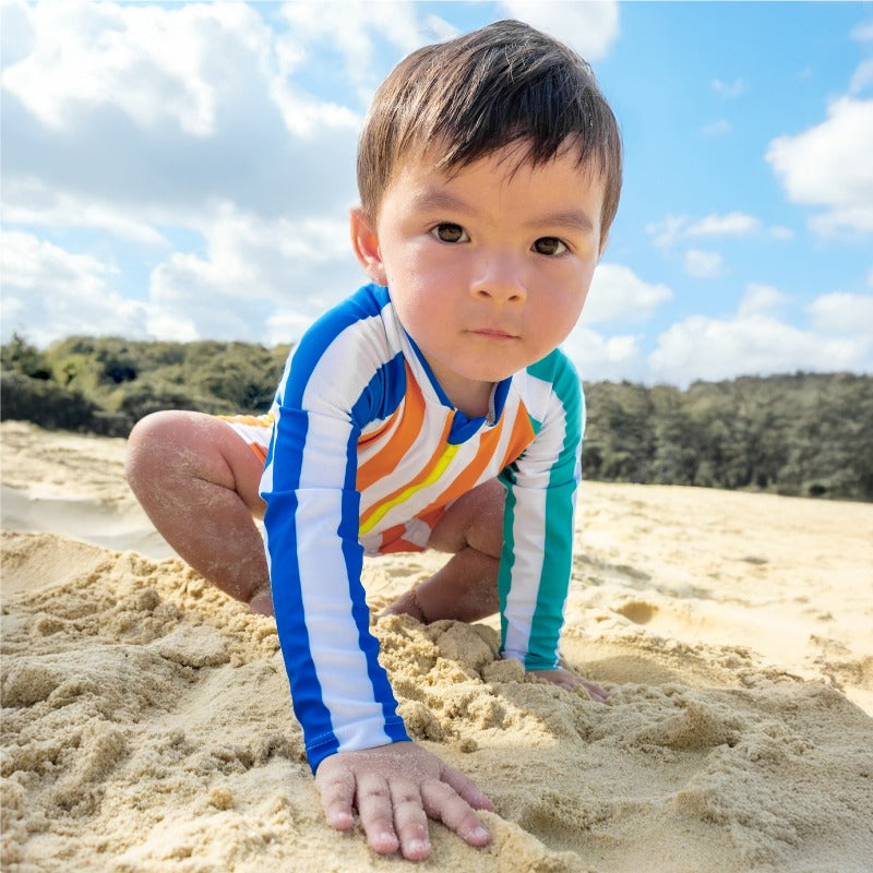 Baby Swimsuit in Rainbow Stripes by Le Petit Society — image 4