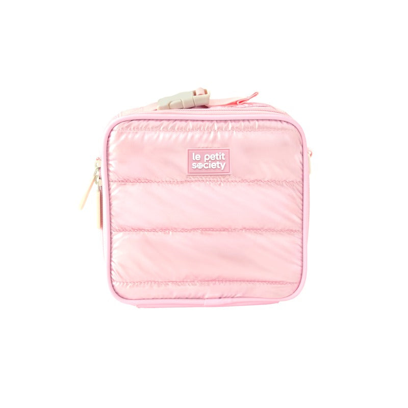 Mini Backpack and Lunch Bag Bundle in Pink Puffer by Le Petit Society — image 9