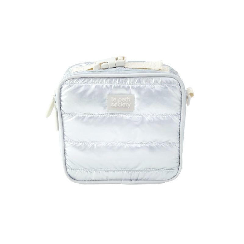 Mini Backpack and Lunch Bag Bundle in Silver Puffer by Le Petit Society — image 10