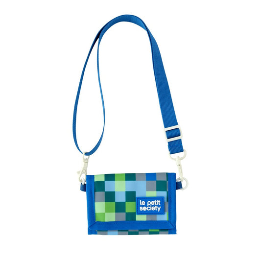 Kids Wallet With Lanyard in Arcade Blue by Le Petit Society