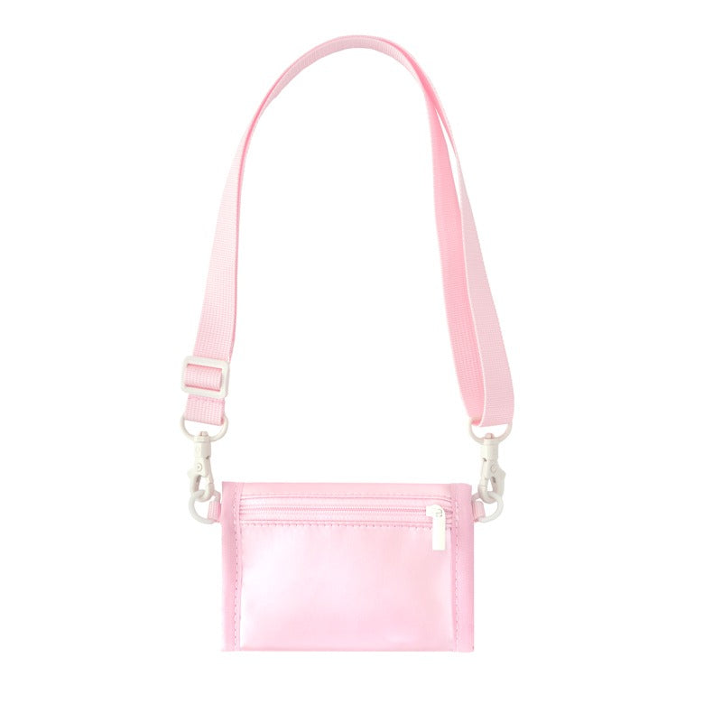 Kids Wallet With Lanyard in Metallic Pink by Le Petit Society — image 6