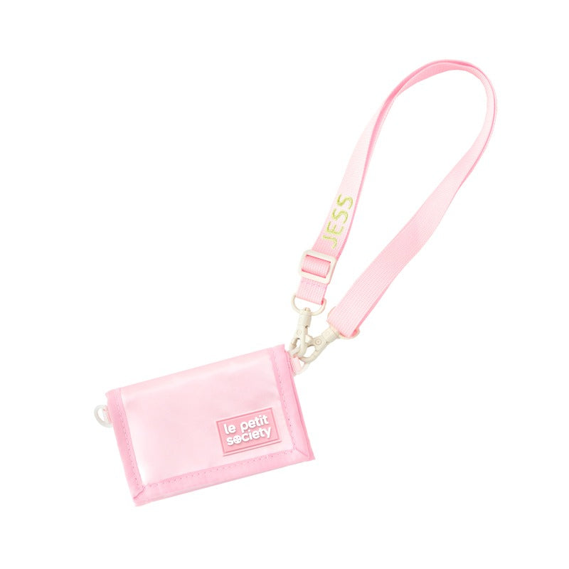 Kids Wallet With Lanyard in Metallic Pink by Le Petit Society — image 4