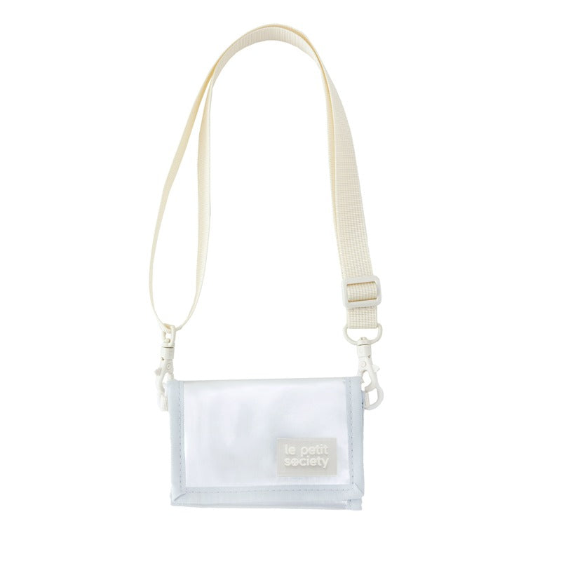 Kids Wallet With Lanyard in Metallic Silver by Le Petit Society