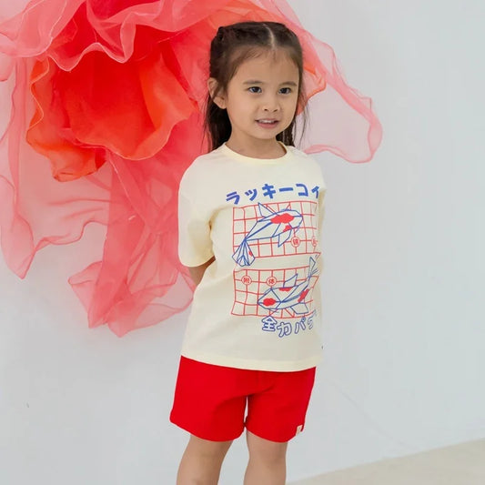 Bermuda Shorts with Adjustable Waistband in Crimson by Le Petit Society — image 2