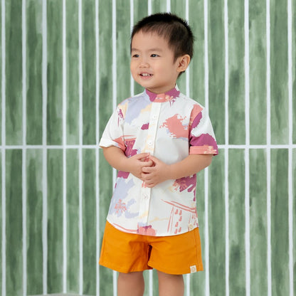 Bermuda Shorts with Adjustable Waistband in Golden Brown by Le Petit Society — image 3