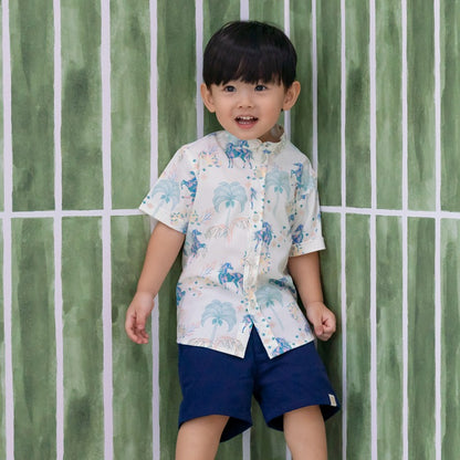 Bermuda Shorts with Adjustable Waistband in Navy by Le Petit Society — image 3