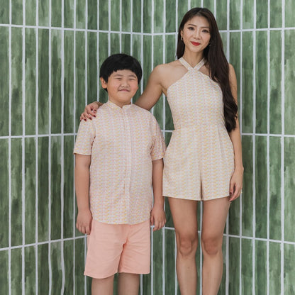 Bermuda Shorts with Adjustable Waistband in Salmon Pink by Le Petit Society — image 3