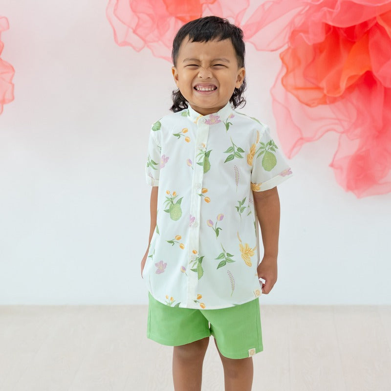 Bermuda Shorts with Adjustable Waistband in Tea Green by Le Petit Society — image 3