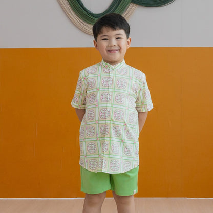 Bermuda Shorts with Adjustable Waistband in Tea Green by Le Petit Society — image 4