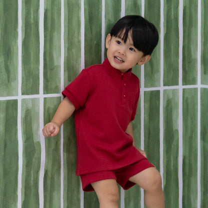 Polo Series - Boys Polo Shirt in Red by Le Petit Society