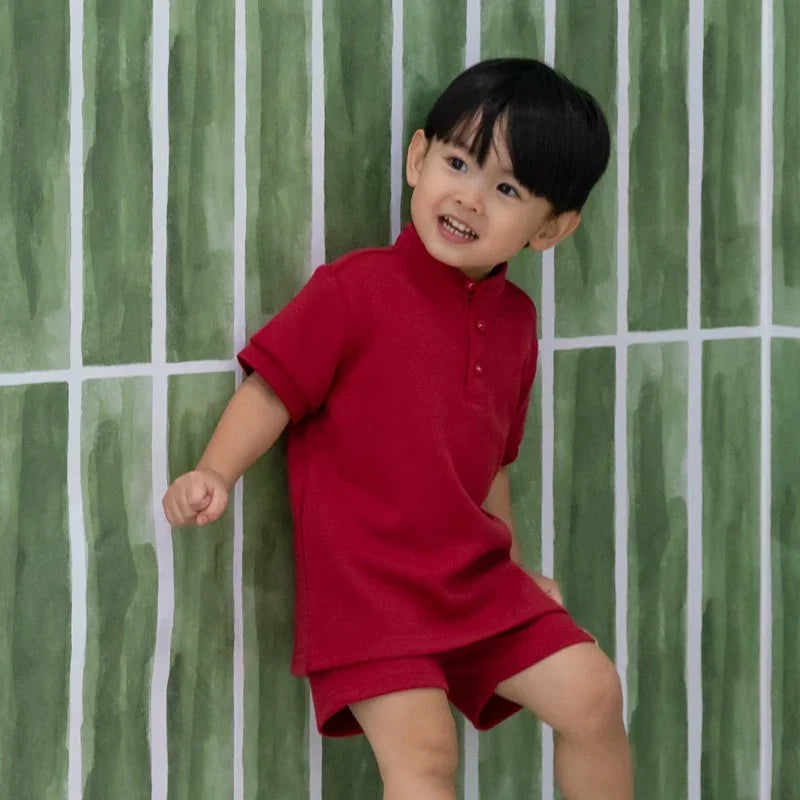 Polo Series - Boys Polo Shirt in Red by Le Petit Society — image 14