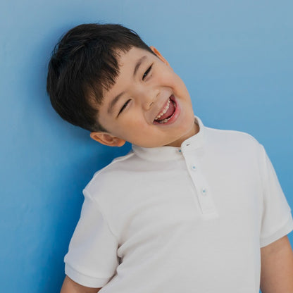 Polo Series - Boys Polo Shirt in White by Le Petit Society — image 2