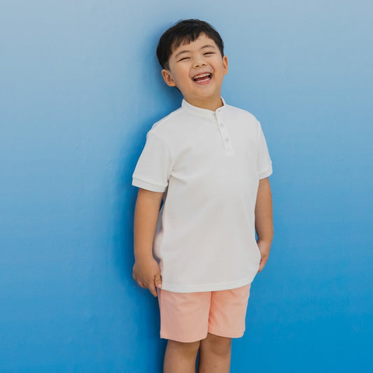 Polo Series - Boys Polo Shirt in White by Le Petit Society
