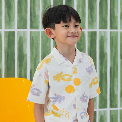 Heritage Series - Boys Shirt in Pastel Dragon Playground Print by Le Petit Society — image 2