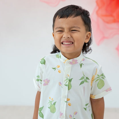 Heritage Series - Boys Shirt in Tropical Durian Print by Le Petit Society — image 2