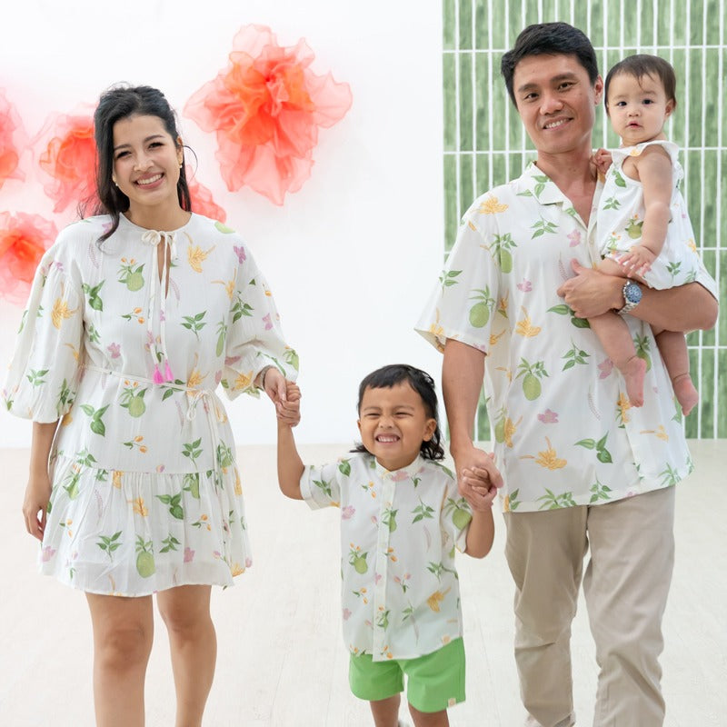 Heritage Series - Baby Girl Bubble Romper in Tropical Durian Print by Le Petit Society — image 3