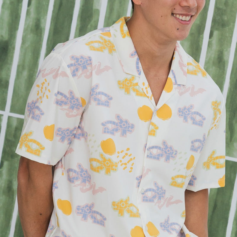 Heritage Series - Unisex Camp Collar Shirt in Pastel Dragon Playground Print by Le Petit Society — image 3